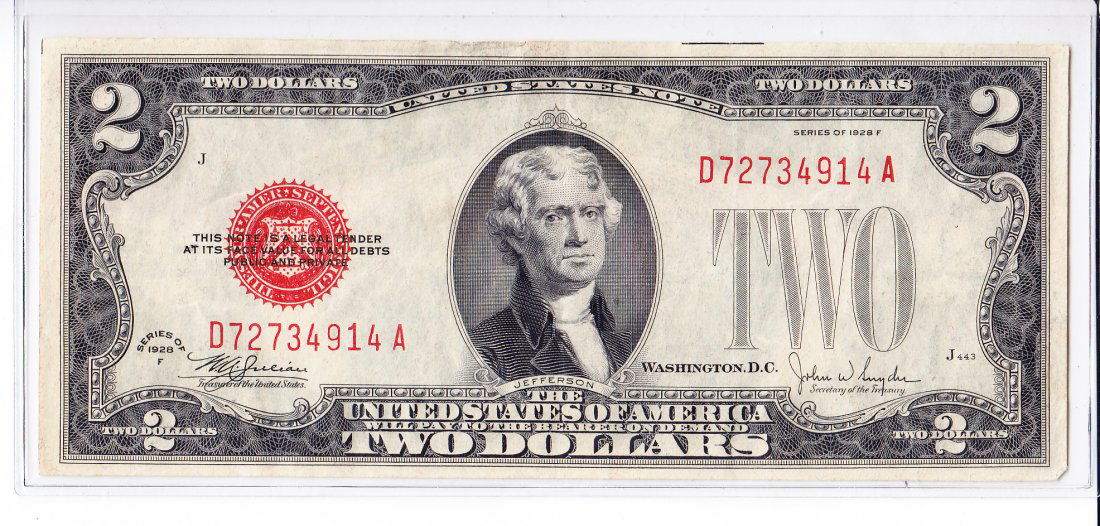 1928 F $2 US Note Red Seal (1 of 2)