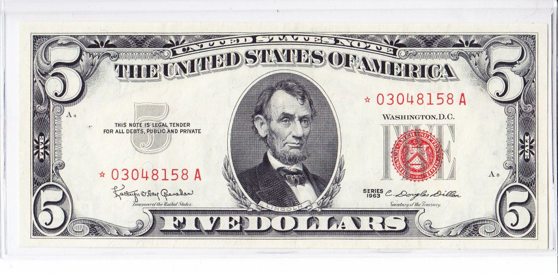 1963 $5 US Star Note Red Seal (1 of 2)