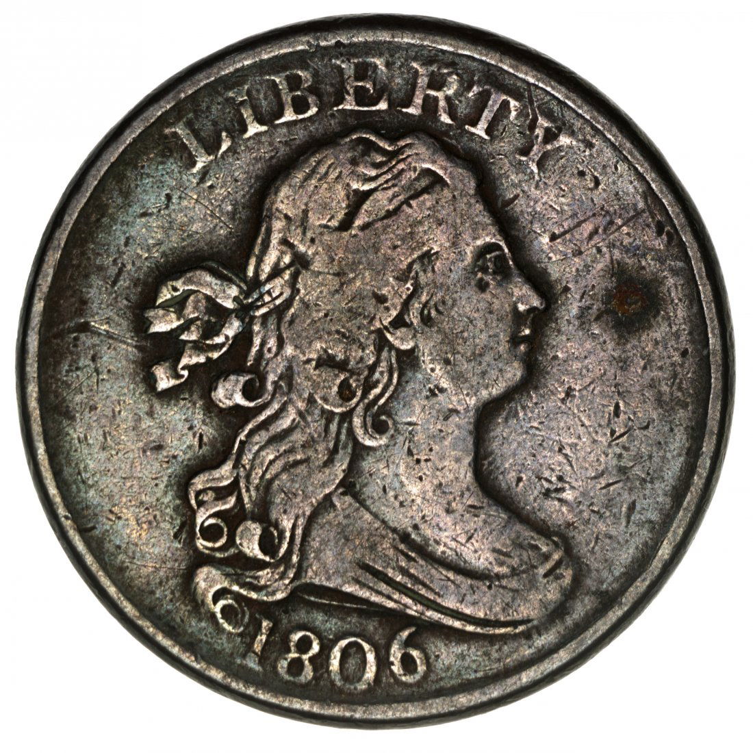 1806 Draped Bust Half Cent. Small 6, stemless (1 of 2)