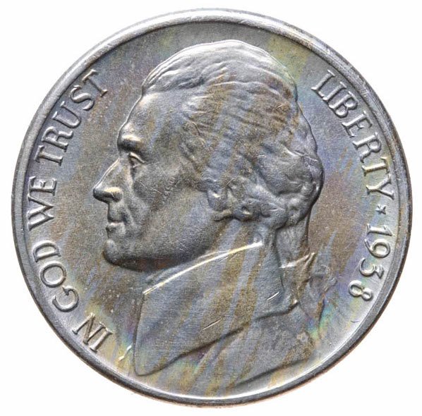 1938 Jefferson Nickel Toned (1 of 2)