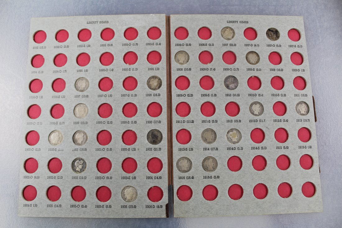 Barber Dime Coll. of 19 in Folder (1 of 3)