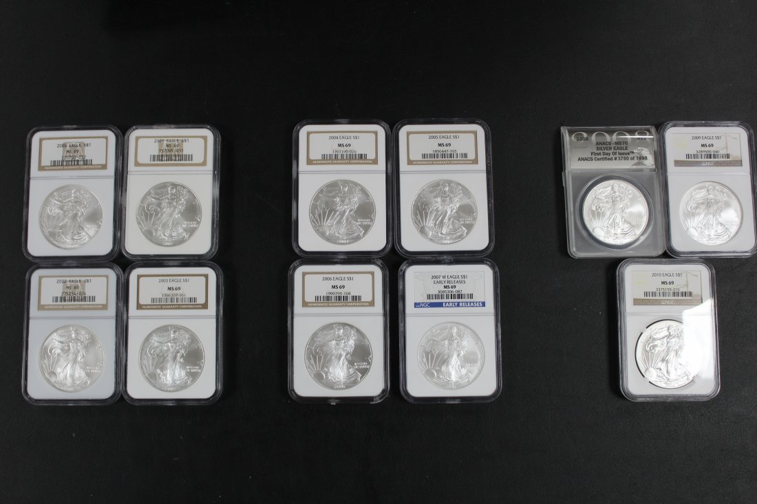 2000-2010 Silver Eagles Group of 11 All Graded (1 of 4)