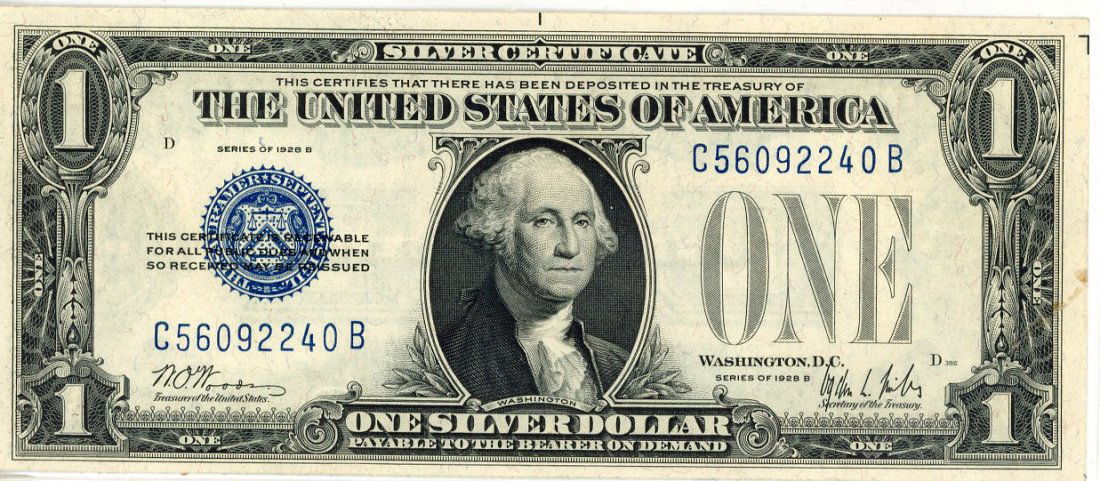 1928-B $1 "Square Back" Silver Certificate Choice (1 of 2)