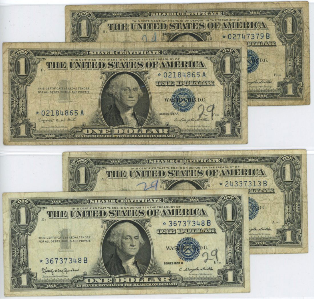 1957-B $1 Blue Seal Star Note Group of 8 (1 of 2)