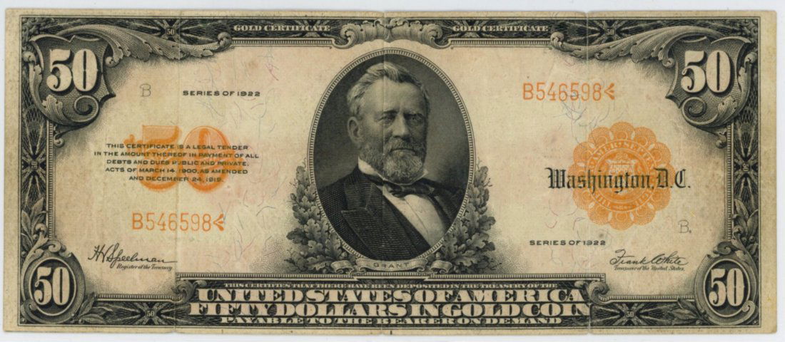 1922 $50 Gold Certificate (1 of 2)