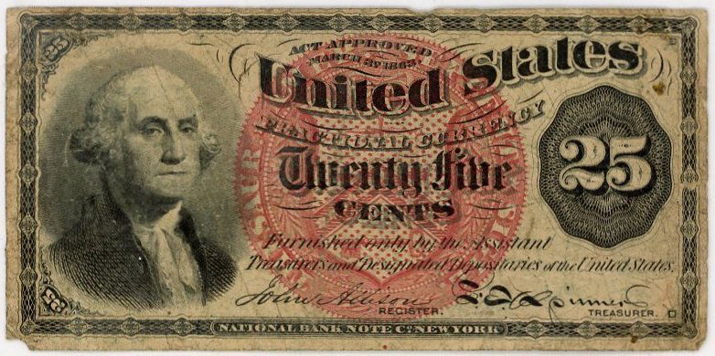1863 25 Cent Fractional Currency, Fourth Issue (1 of 2)