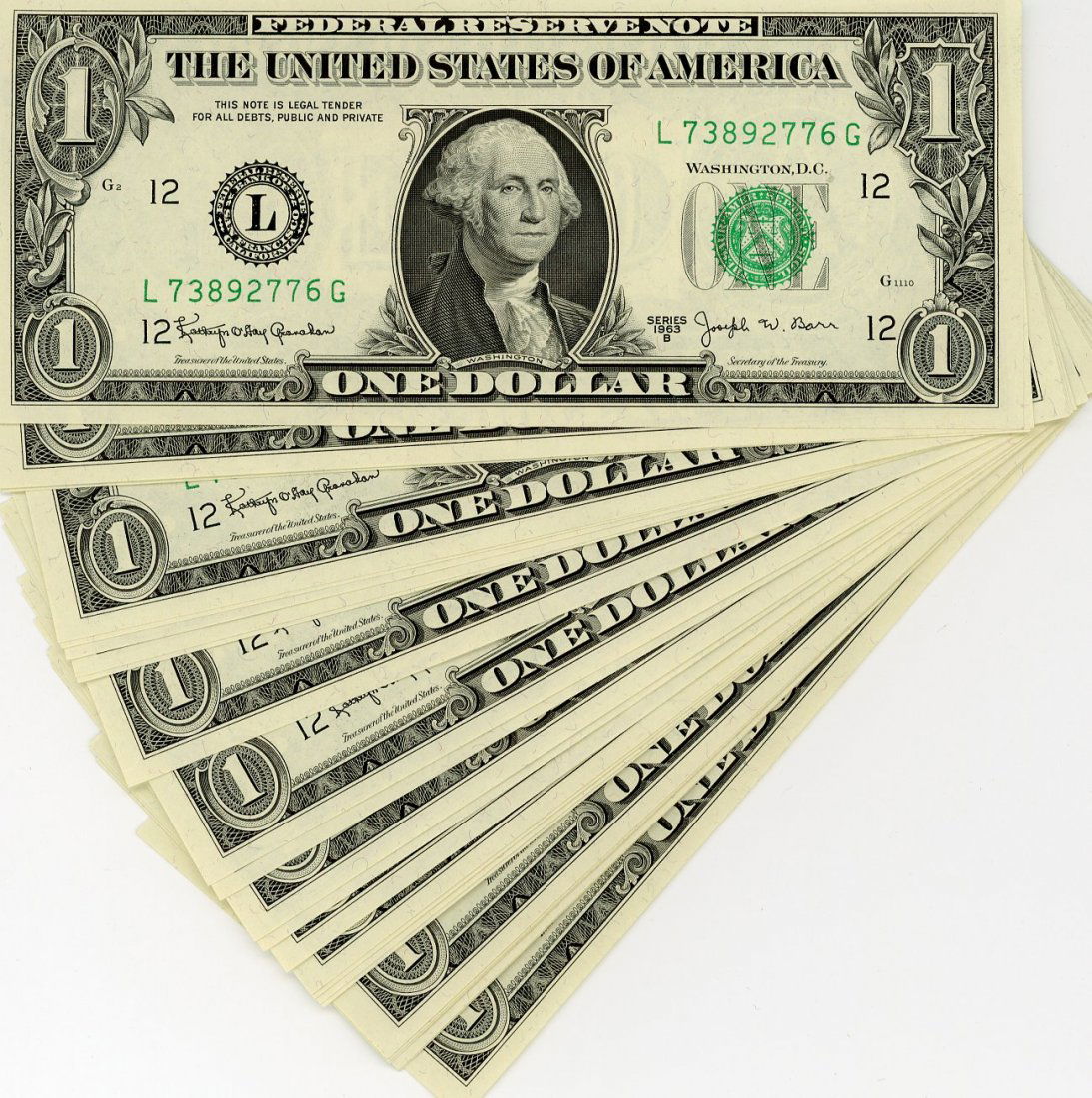 1963-B $1 Federal Reserve Notes, 25 Consecutive (1 of 2)