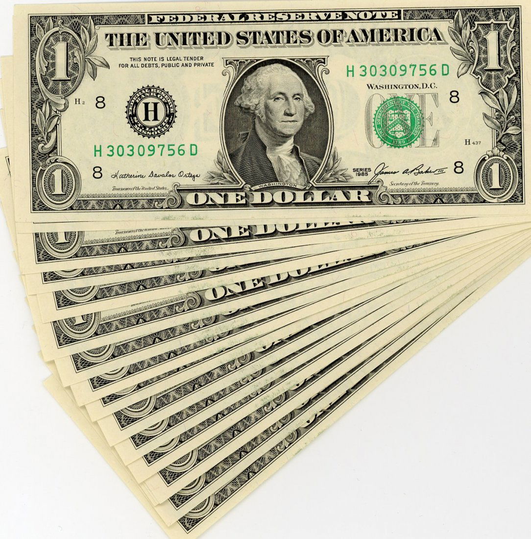 1985 $1 Federal Reserves Notes, 25 Consecutive (1 of 2)