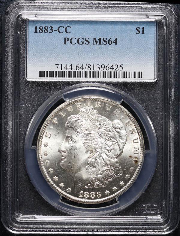 1883-CC Morgan Dollar PCGS MS-64: 1883-CC Morgan Dollar. PCGS MS-64. Greysheet $275.