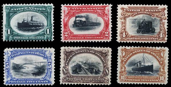 1901 Pan-American Issue Complete (Scott 294-299) $381: 1901, Pan-Americans Issue complete (Scott 294-299), fresh colors, an attractive collectable set, o.g., 1 cent and 2 cent; never hinged, 8 cent; without gum, others hinged, Fine to Very Fine. Scott $38