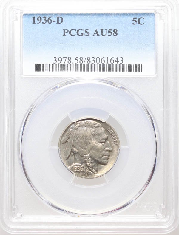 1936-D Buffalo 5c PCGS AU-58 (1 of 4)