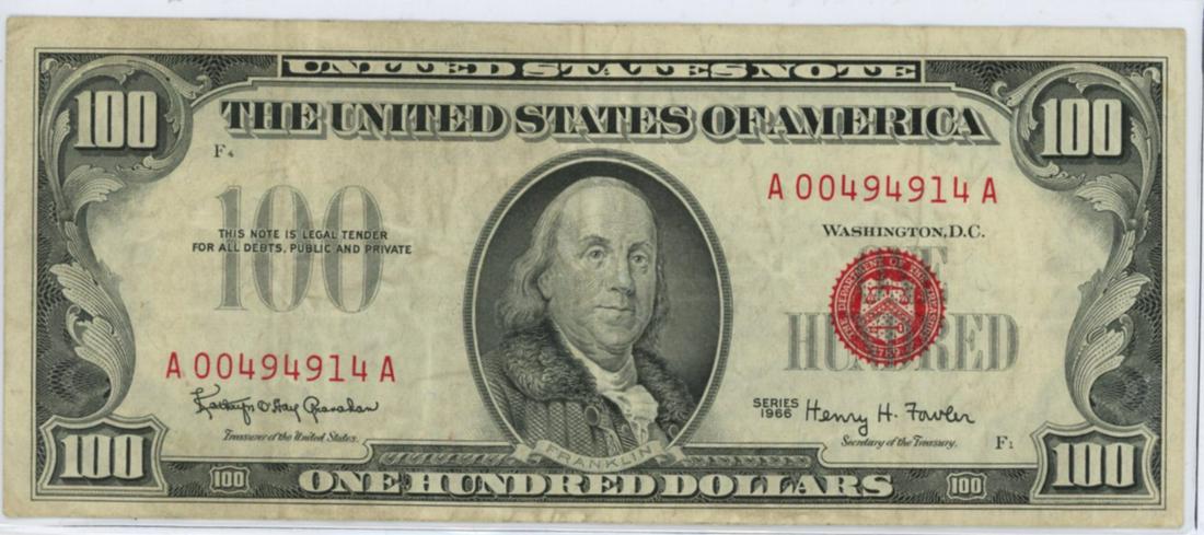FR 1550: 1966 $100 US Note, Graham-Fowler. CHOICE (1 of 2)