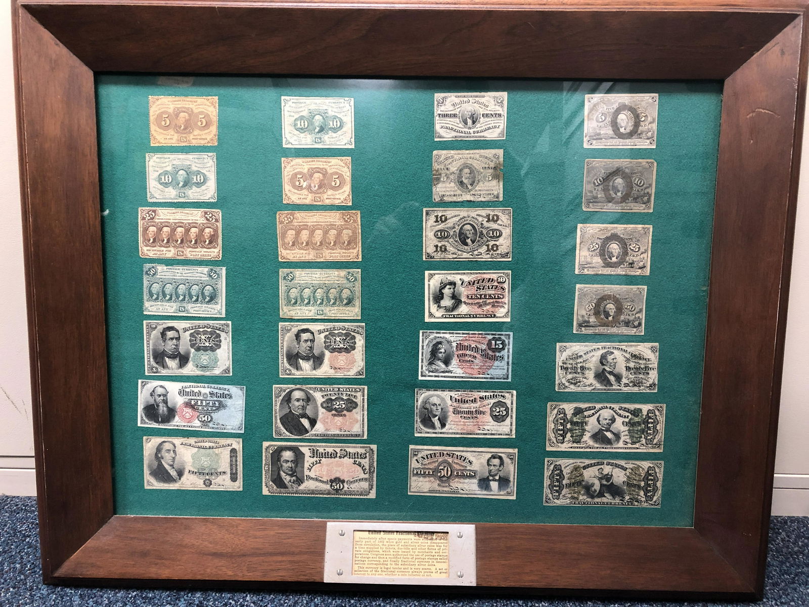 US. Fractional Currency Framed Display (1 of 4)
