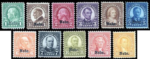 1929, Nebr., 1c to 10c Complete (Scott #669-679) (1 of 1)