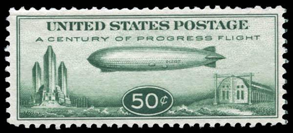 Airmail, 1933, 50c "Chicago" Zeppelin (Scott #C18) (1 of 1)
