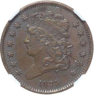 1835 Classic Head Half Cent NGC EF-45 BN: Ex Stacks W 57th St Collection. CPG $130.