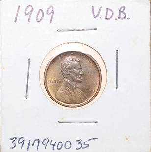 1909 Lincoln Cent VDB: VDB. MS-60. CPG $23.