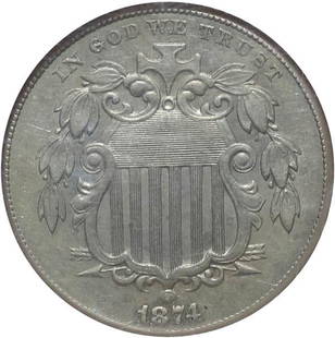 1874 Shield Nickel NGC MS61: CPG $260.