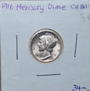 1916 Mercury Dime Full Bands: MS-63 Full Bands. CPG $115.