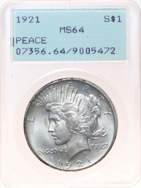 1921 Peace Dollar PCGS MS-64 "Rattler" (1 of 4)