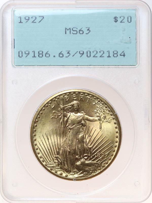 1927 $20 Gold St. Gaudens PCGS MS-63 "Rattler" (1 of 4)