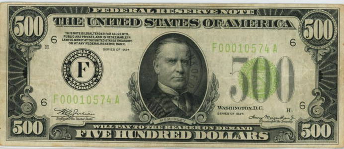 U.S. 1934 $500 Federal Reserve Note