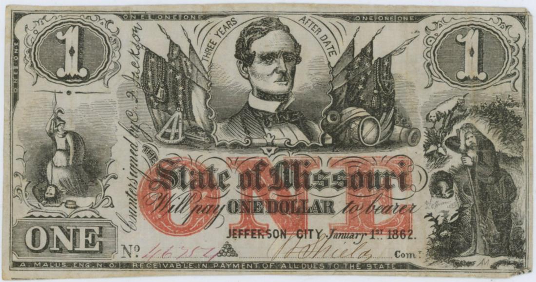 Confederate 1862 $1 Missouri CHOICE (1 of 2)