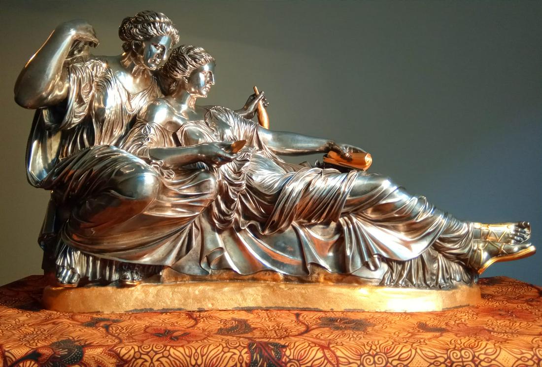 French bronze Clesinger, Henri Picard COLLAS/BREVETE: Clesinger, Jean-Baptiste (BasanÃ§on 1814- Paris1883) Gilded and silver-plated bronze sculpture, following the original model placed in the Parthenon's pediment by Athenian sculptor Fidias (480-430 B