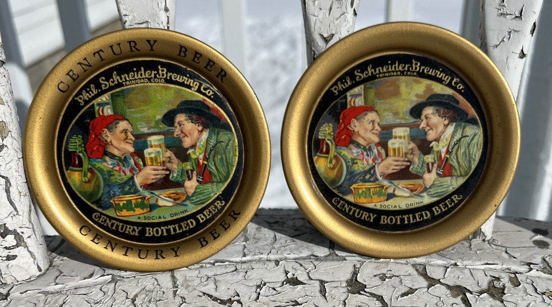 2 Advertising Beer Tip Trays from Phil. Schneider Brewing Co. Trididan, Colorado (1 of 10)