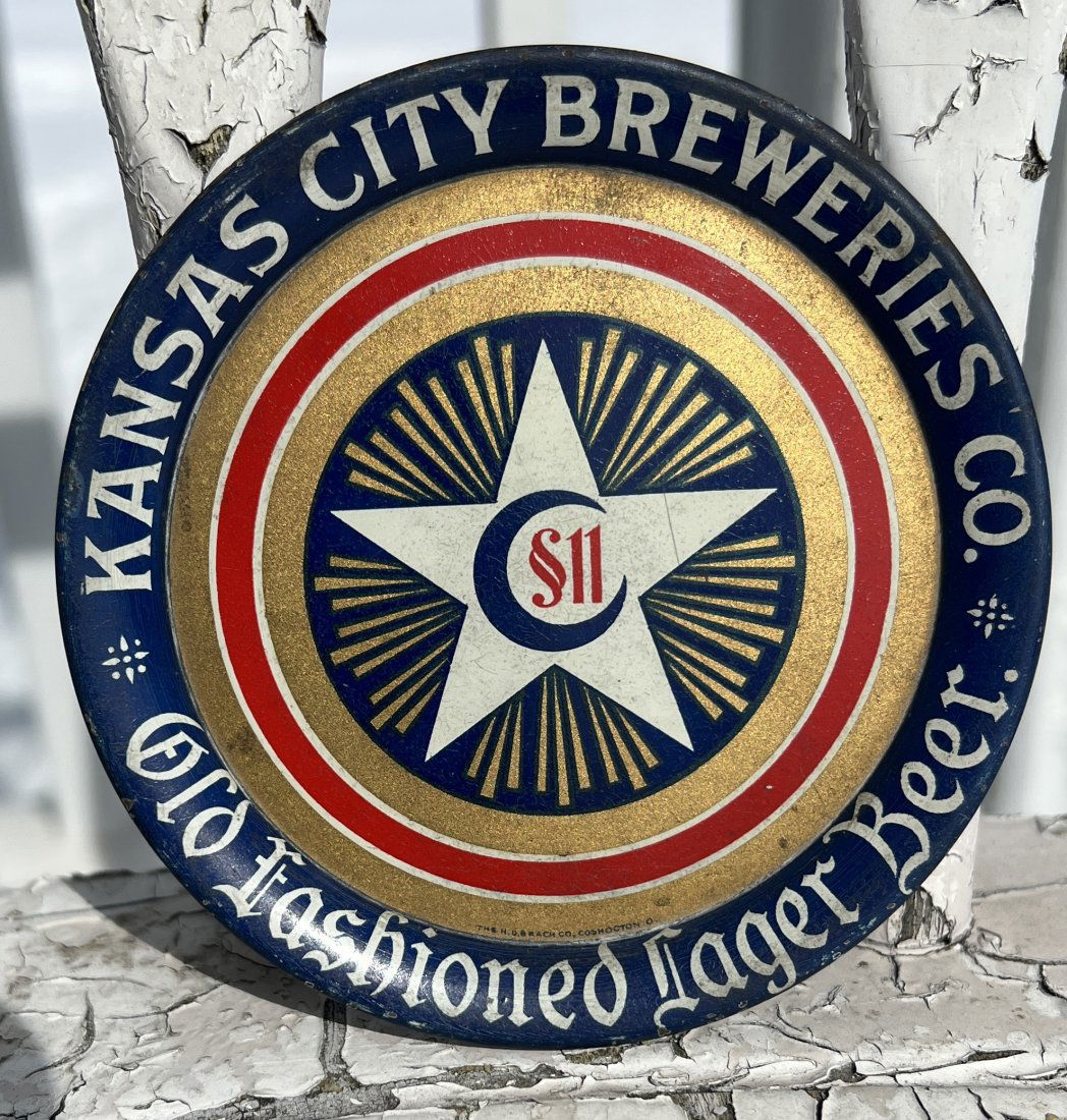 Kansas City Breweries Co. Lager Brewery Brewing Co. Advertising Beer Tip Tray (1 of 9)
