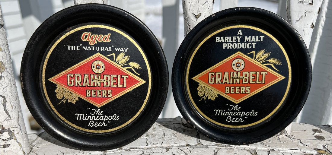 2 Advertising Beer Tip Trays - Grain Belt  Golden "The Minneapolis" MN. Brewery Brewing (1 of 12)