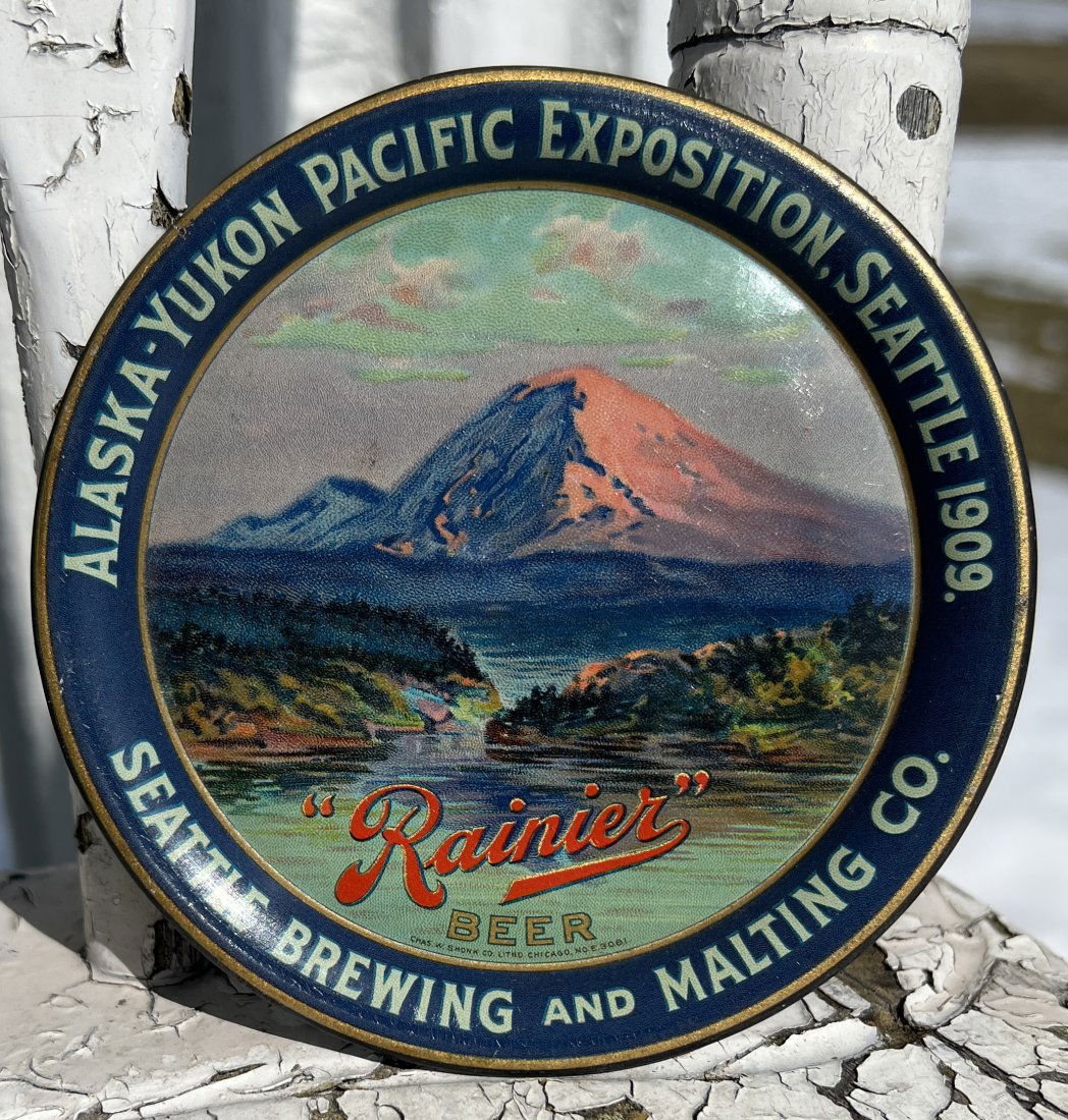 Alaska Yukon Pacific Exposition Seattle Brewing Brewery Co. - Advertising  Rainier Beer Tip Tray (1 of 8)