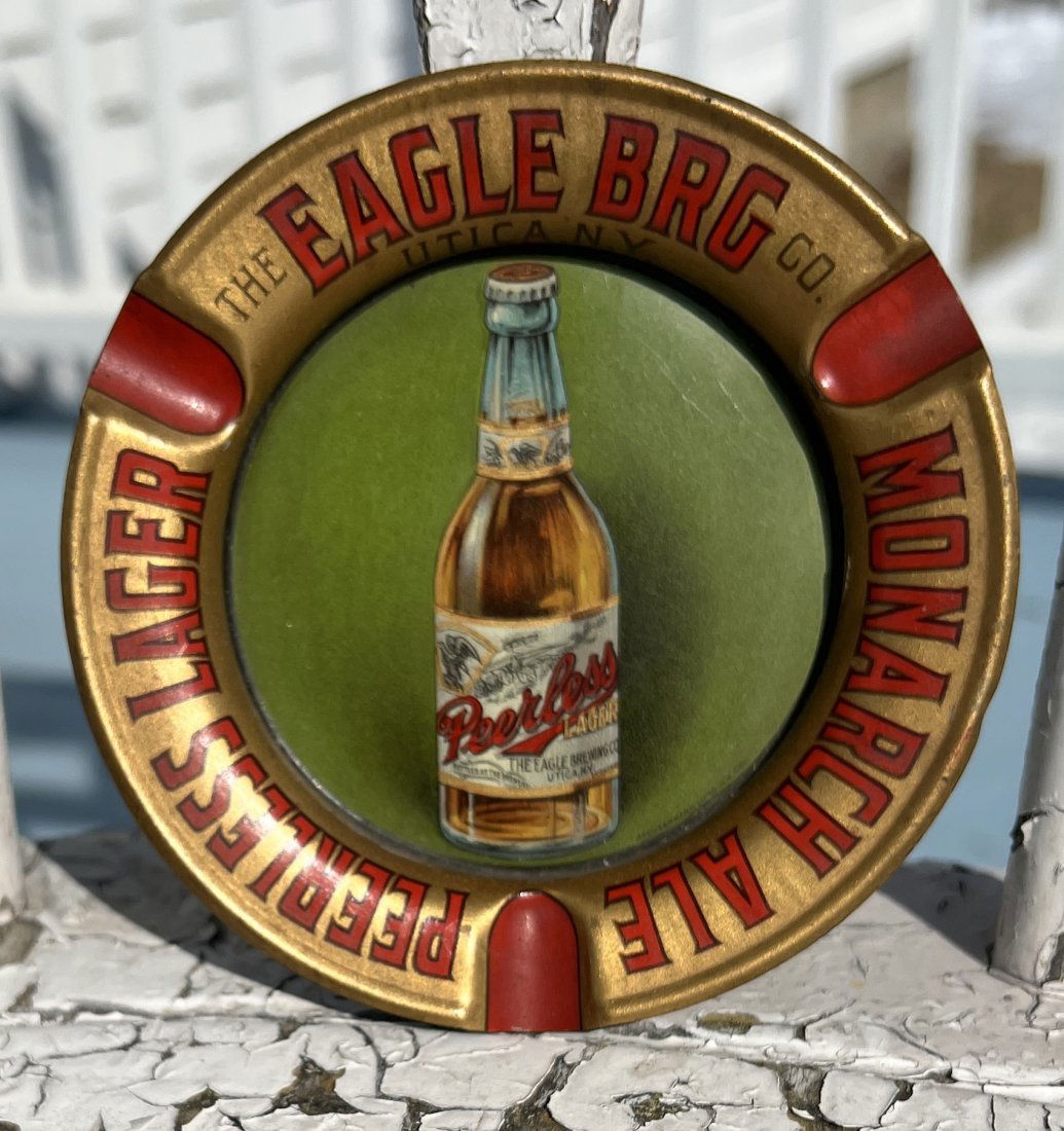 Advertising Beer Tip Ash Tray - The Eagle Brewing Co - Utica NY Brewery Peerless (1 of 11)