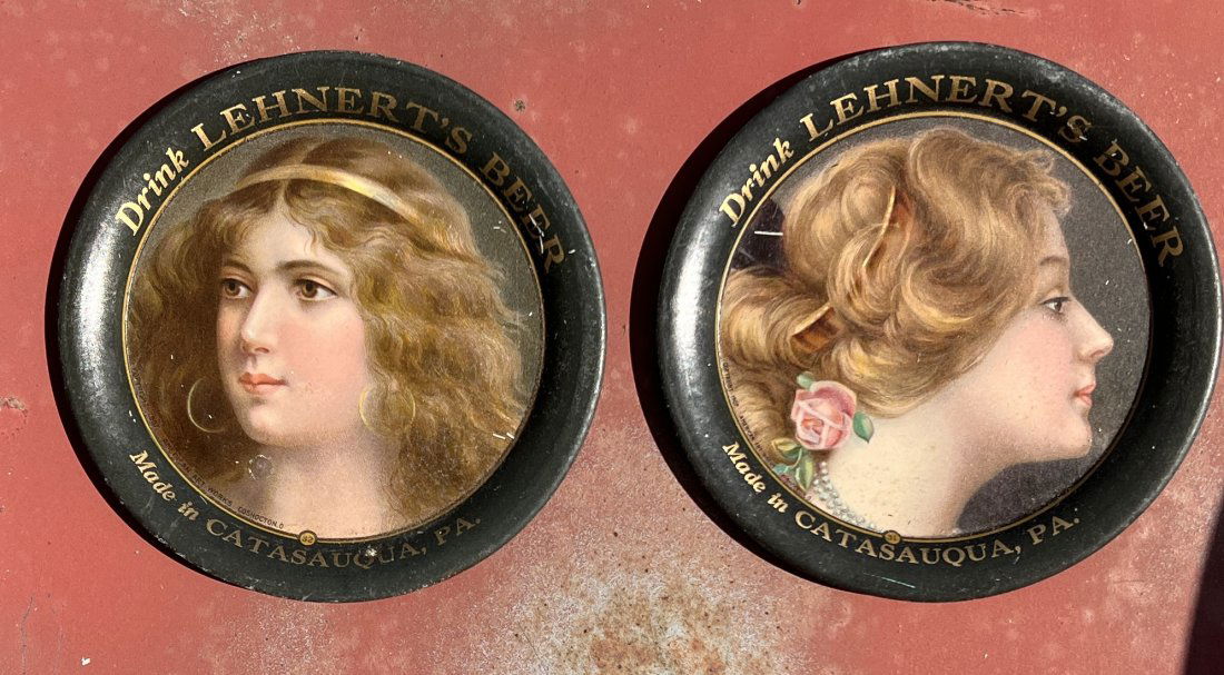 2 Advertising Beer Tip Trays - Drink  Lehnert's Beer  Brewing Co.  Catasauqua, PA Brewery Tray (1 of 15)