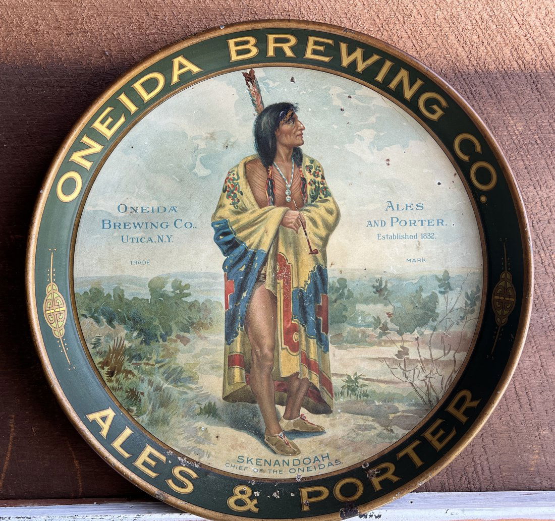 Oneida Brewing Co - Utica NY - Cheif Skenandoah American Indian Antique Advertising Beer Tray (1 of 15)