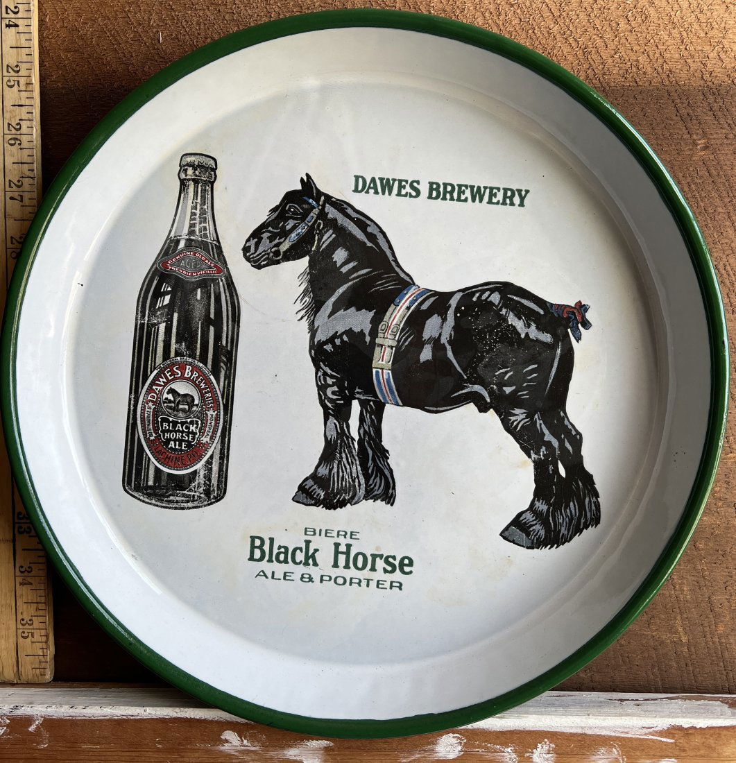 Dawes Brewery Black Horse Ale & Porer - Montreal Qc. Lachine - Brewery Antique Advertising Beer Tray (1 of 12)