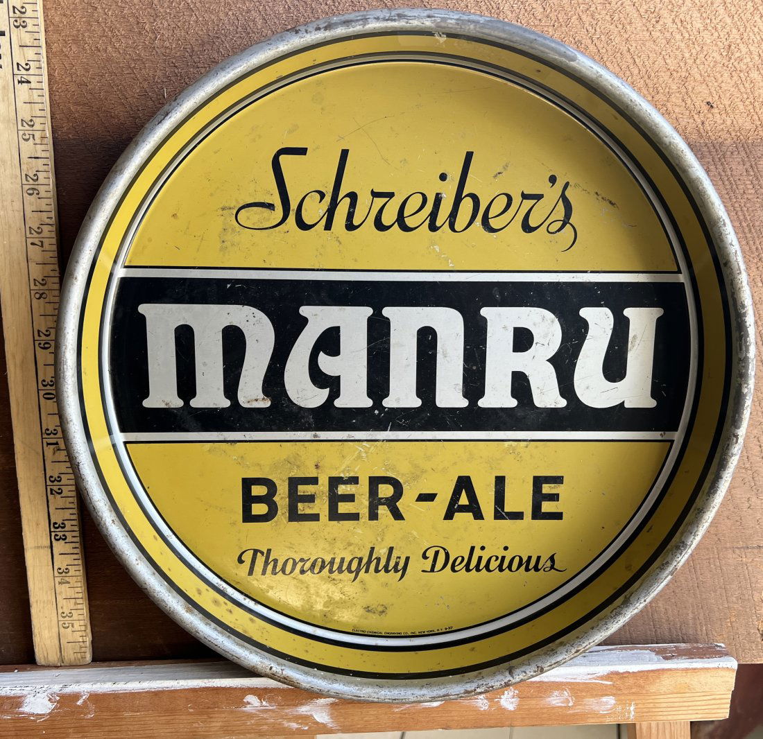 Schreiber's Manru Brewing - Brewery Antique Advertising Beer Tray (1 of 6)