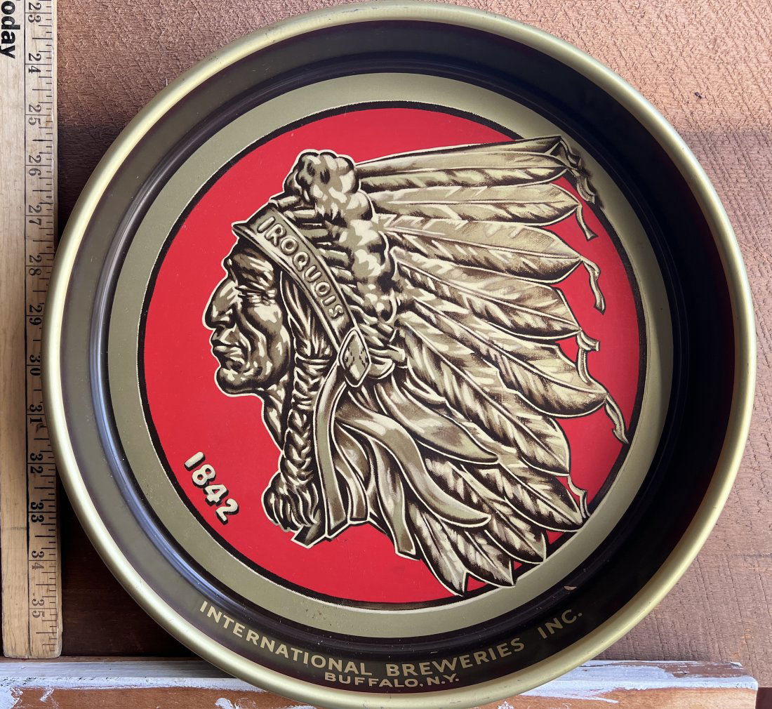 Iroquois Indian Head - Buffalo NY Brewing - Brewery Antique Advertising Beer Tray (1 of 10)