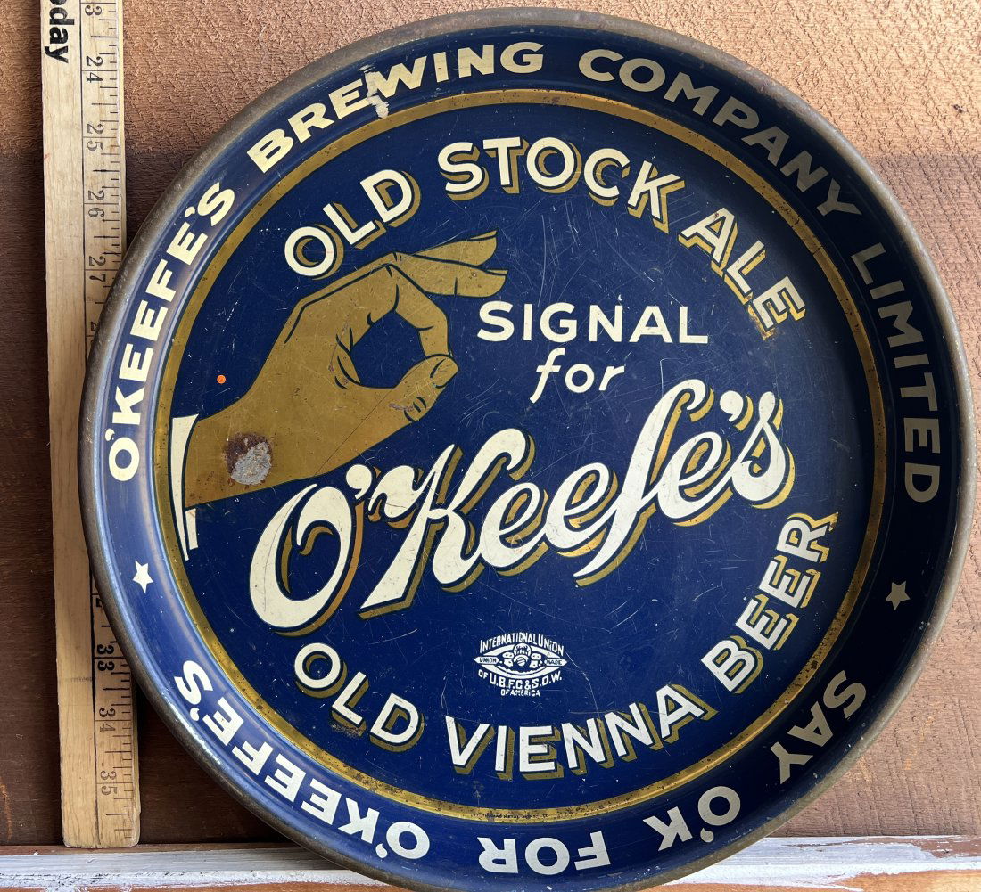 O'Keefe's Brewing Co. Old Stock Ale Old Vienna  - Brewery Antique Advertising Beer Tray (1 of 17)