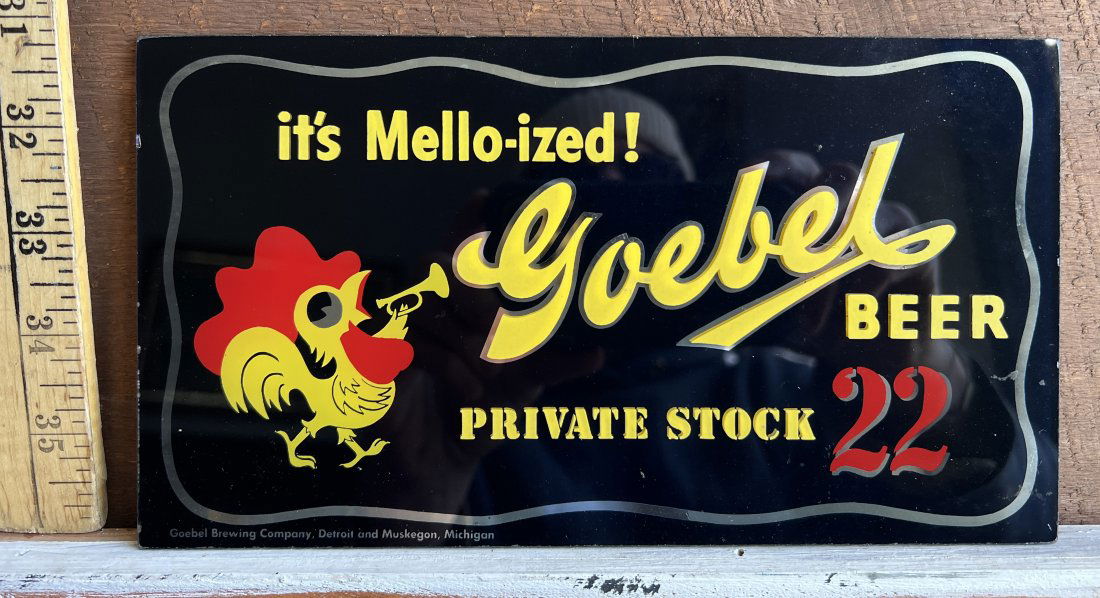 Goebel  Brewing Co. Beer Advertising sign - it's mello-ized! - Detroit & Muskegon MI. (1 of 6)
