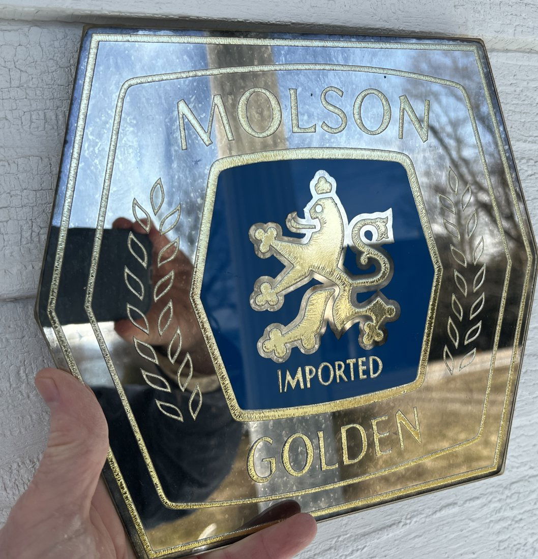 Molson Golden Beer Advertising Mirror Sign - Beeco Mfg Co sign maker in Chicago (1 of 6)