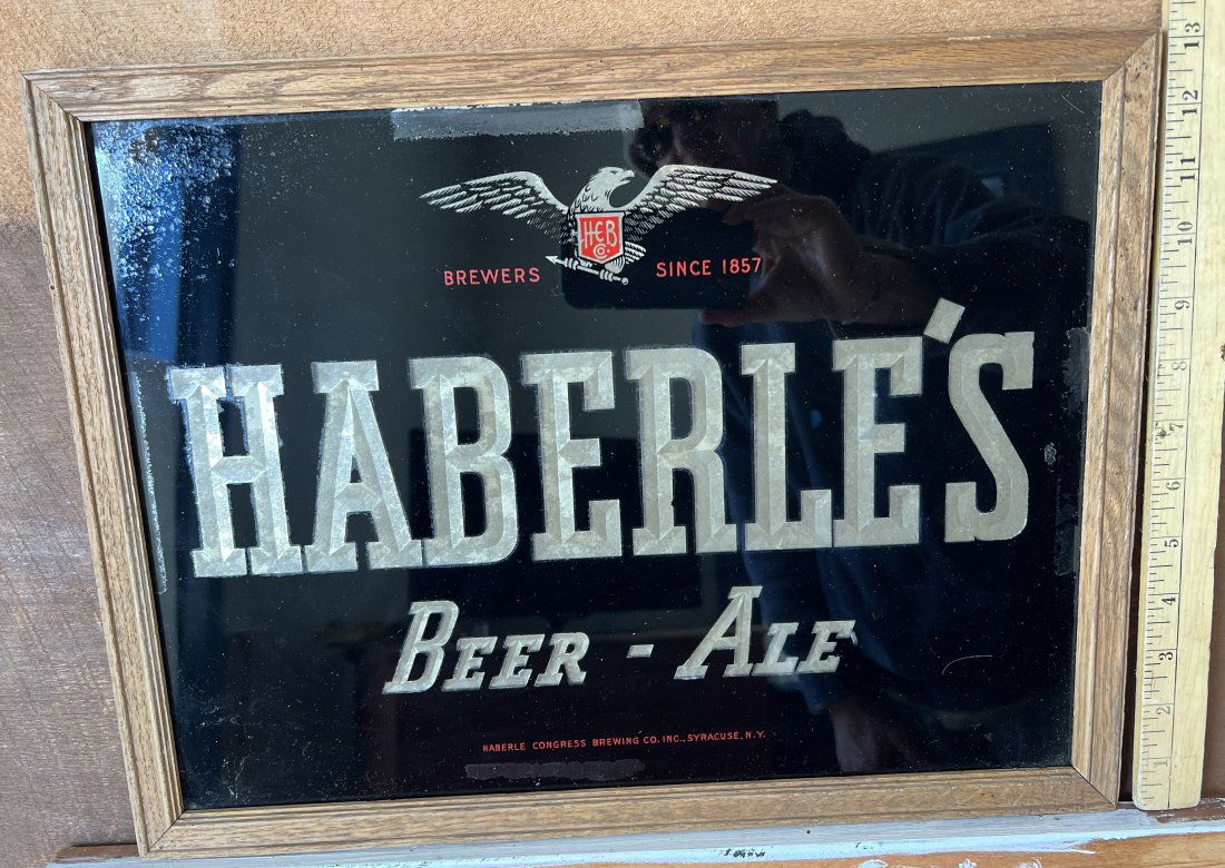 Haberles Beer Ale Reverse Painted Advertising Sign - Congress Brewing Co. - Syracuse New York (1 of 16)