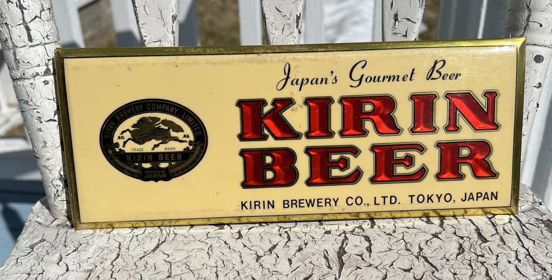 Kirin Brewery Beer Advertising Sign - Tokyo, Japan: Kirin Brewery Beer Advertising Sign - Tokyo, Japan Please note this is a timed online only auction and each individual lot will be facilitated thru Live Auctioneers platform only. Which means LOTS WIL