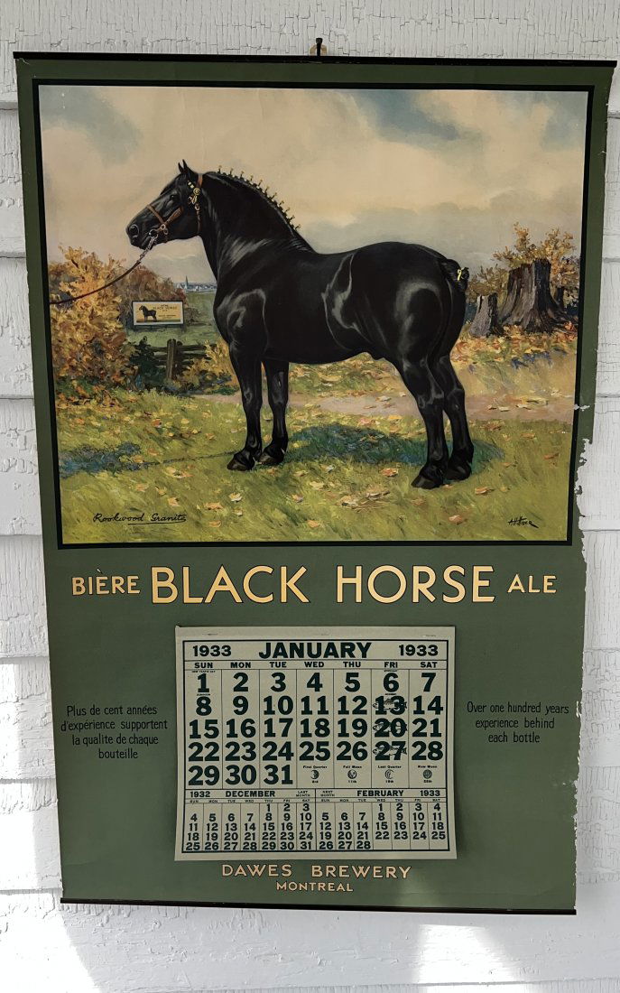 Dawes Black Horse Brewery Montreal 1933 Large Advertising Calendar Biere Ale (1 of 20)