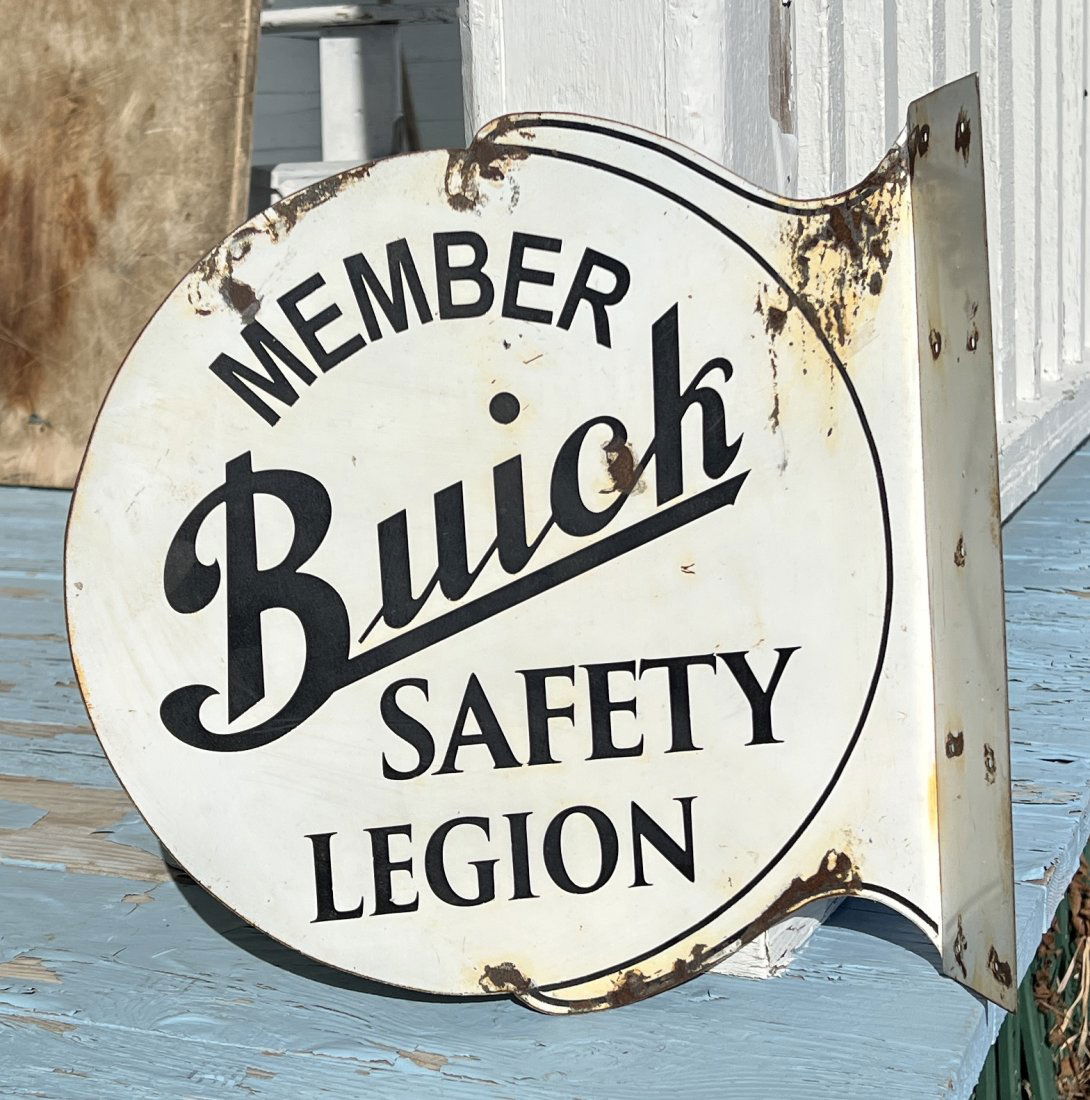 Automobile Car Buick Double Sided Flange Member Safety Legion Advertising Trade Sign (1 of 10)