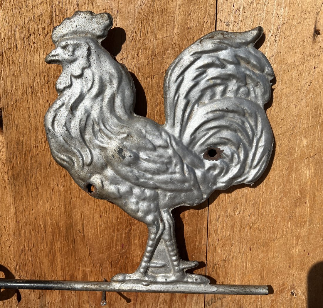 Rooster Lightning Rod Weathervane Directional for Farmhouse Barn (1 of 8)