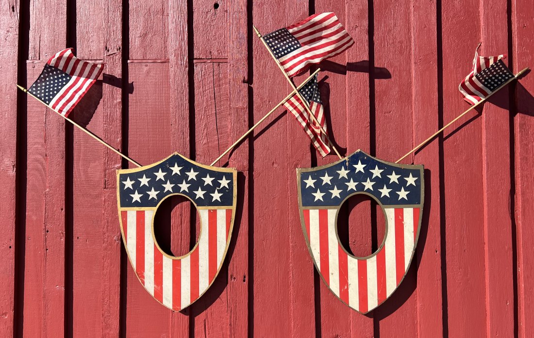 Pair of Stars and Strips Patriotic Sheild Frames Flag Holders (1 of 20)