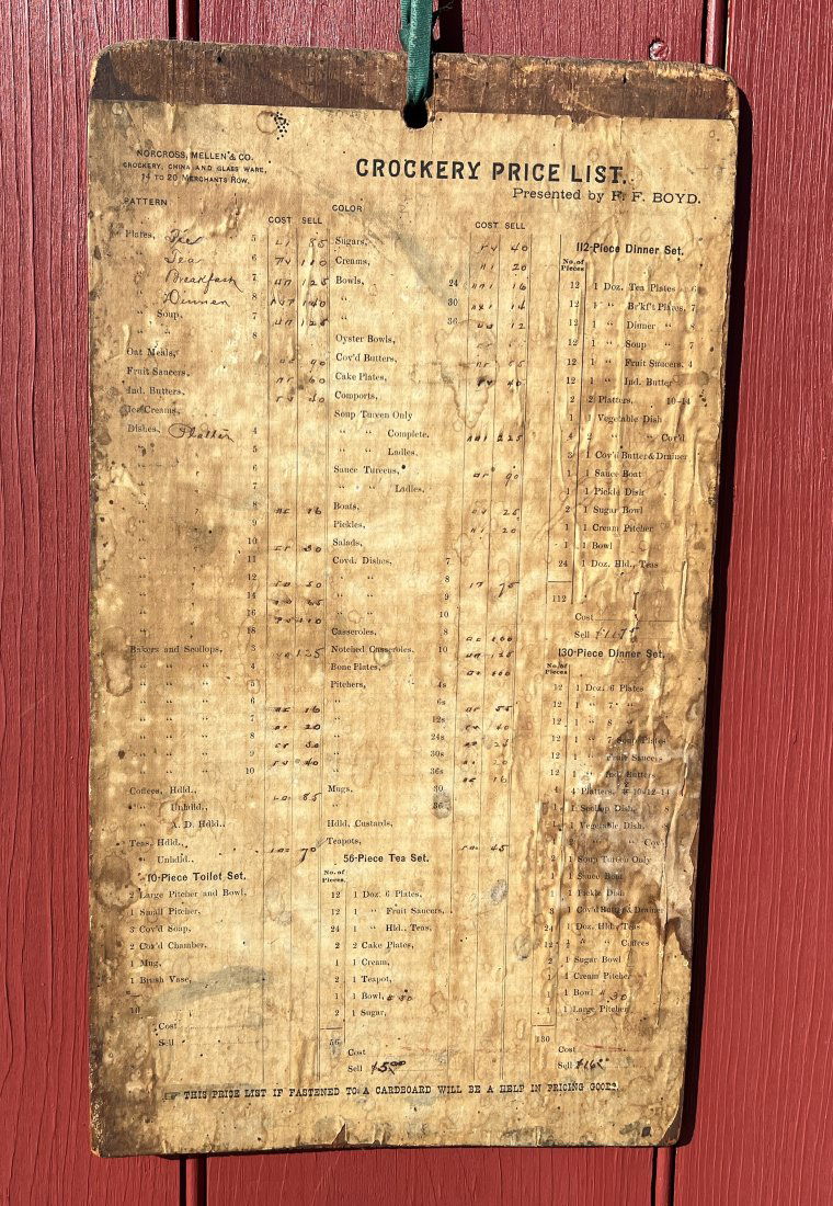 Country Crockery Price List  General Store Advertising  Board (1 of 5)