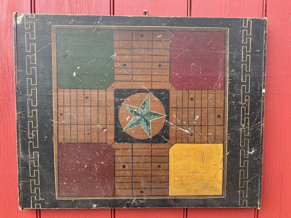 Antique Parcheesi Checkers Game Board (1 of 16)