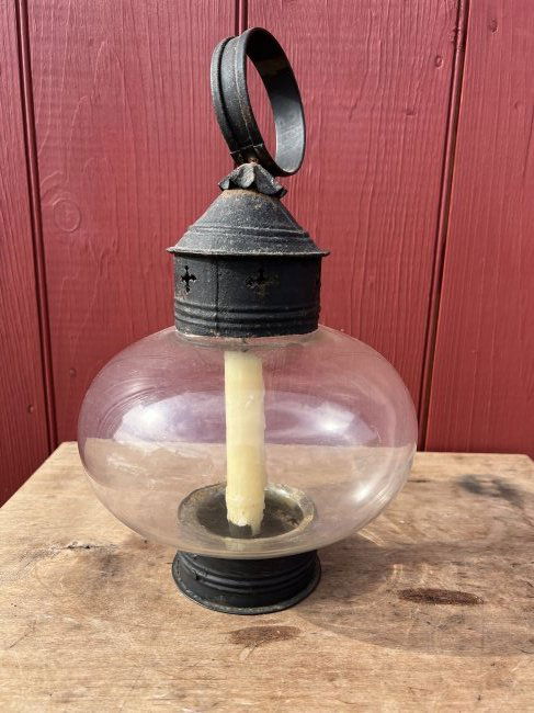 Anitque Onion OIl Lamp Hanging Lantern in Nice Black Paint (1 of 11)
